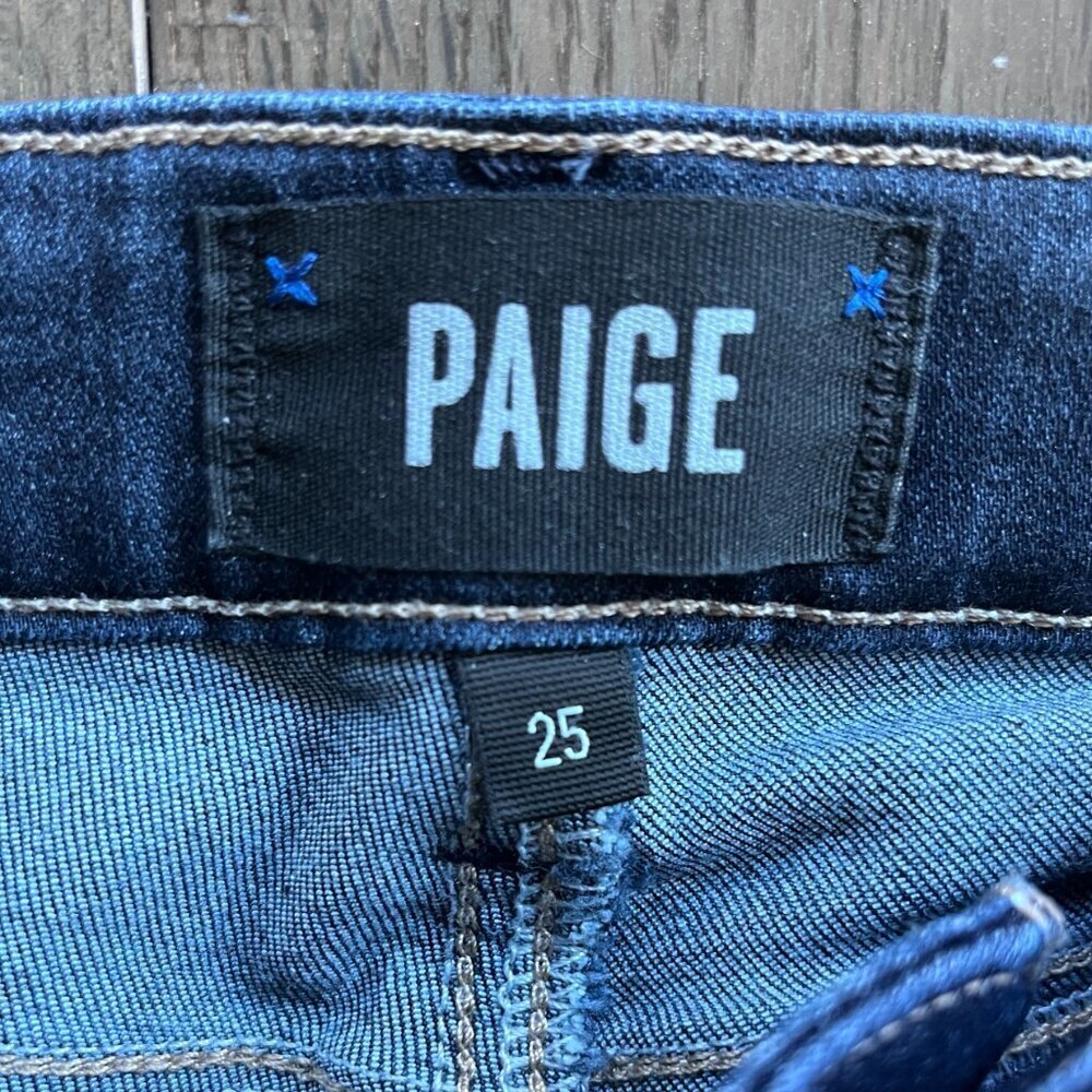 Paige Manhattan Bootcut Jeans Mid Rise Dark Wash Size 25 - Picture 3 of 7
